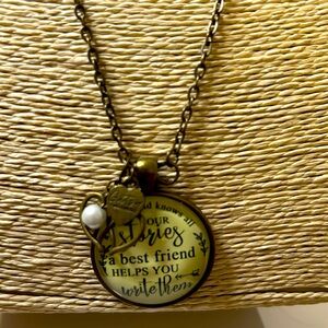 Gutsy Goodness friendship charm necklace brass tone cream boho